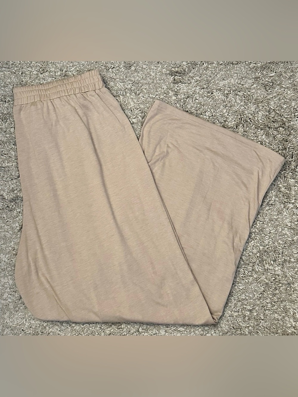 Shein Curve Women’s 2XL Beige Elastic Waist Drawstring Wide-Leg Loungewear Pants